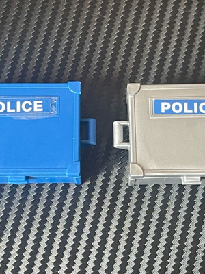 Playmobil police suitcases like new, set of 2, blue and gray