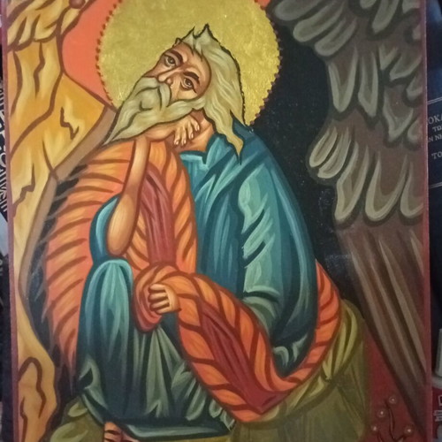 Prophet Elias Handpainted Vintage MDF Icon