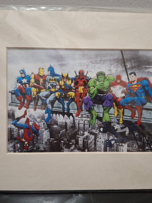 Print Super Heroes Marvel & Dc new, inspired by Lunch atop a skyscraper