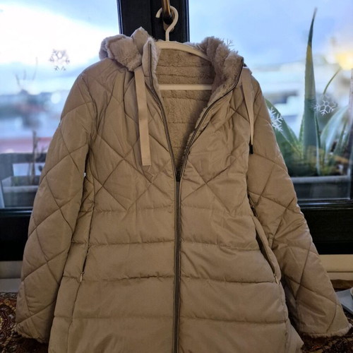 Reversible Quilted Jacket with Faux-Fur Side beige, like new