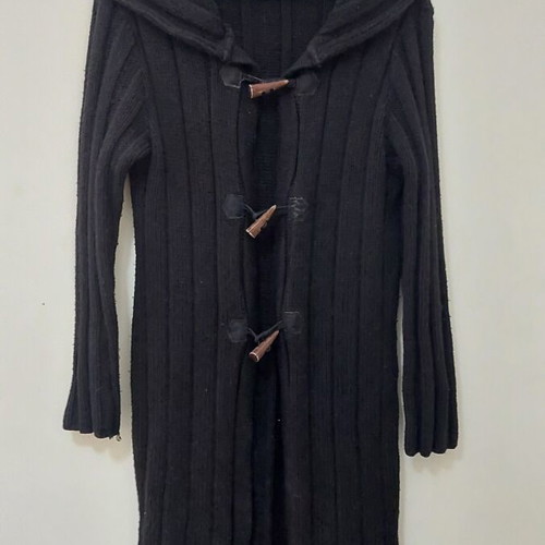 Long knitted cardigan stretch, like new, black, size M