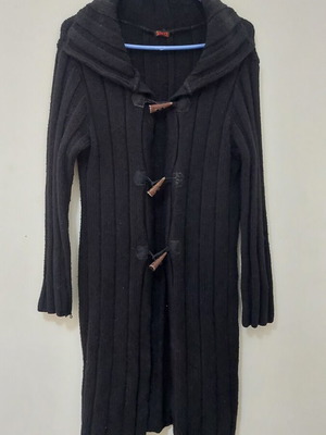 Long knitted cardigan stretch, like new, black, size M