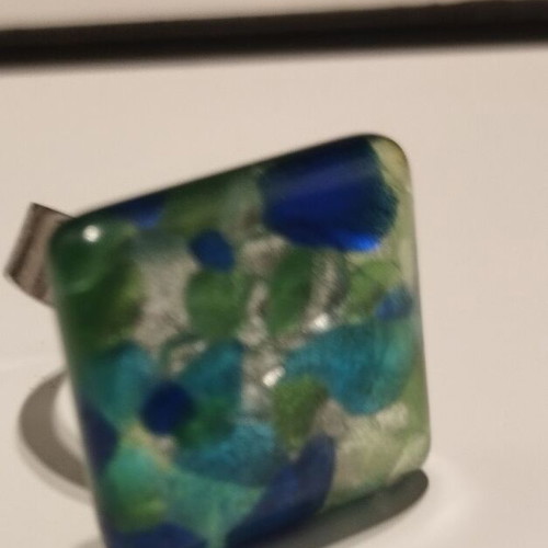 Turquoise faux bijoux ring summer style Murano adjustable size