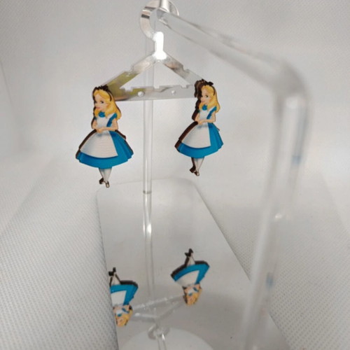 Alice blue wooden earrings with stainless steel clasp new