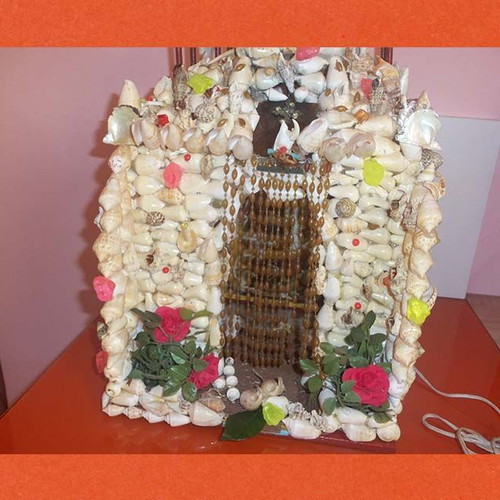 Handmade Icon Stand with Seashells used, folk art