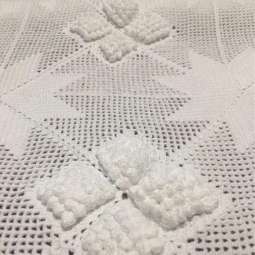 Handmade Crochet White Blanket 1.80x2.20 m, New
