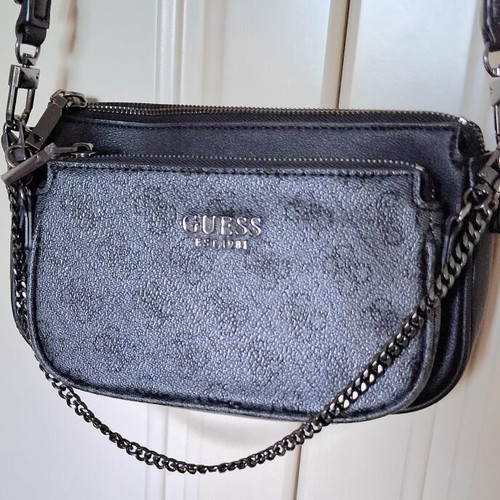 Guess double crossbody bag like new, black