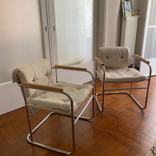 Canvas armchairs, set of 2