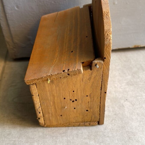 Salt box used, old handmade wooden collectible