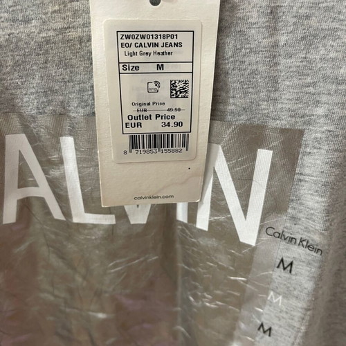 Calvin Klein grey T-shirt with silver logo new with tags size M