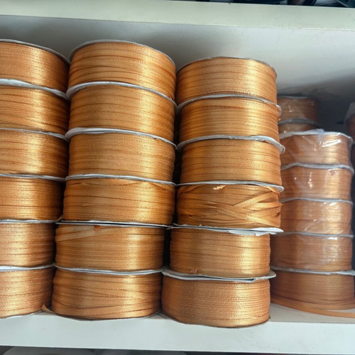 Satin ribbons gold color 3mm x 100m, pack of 100 spools