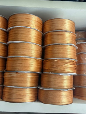 Satin ribbons gold color 3mm x 100m, pack of 100 spools