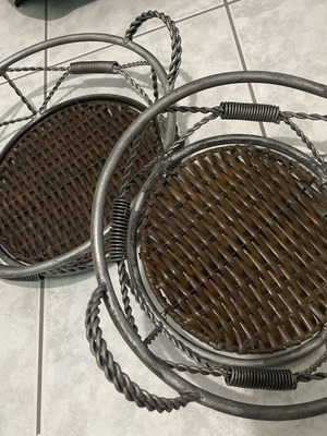 Metal baskets with wicker bottom used, set of 3 pieces