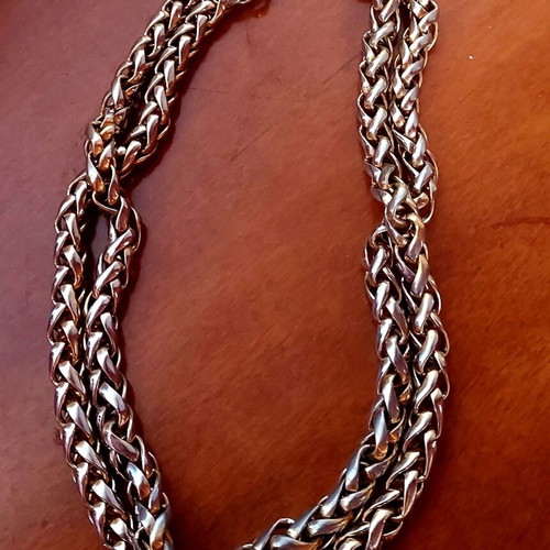 Unisex Franco Wheat Chain Necklace used, gold and silver color