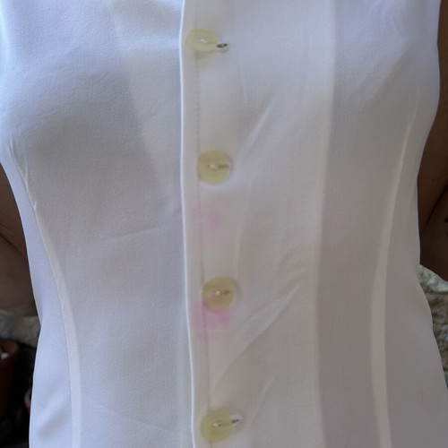Vintage white sleeveless dress with collar and buttons, size M