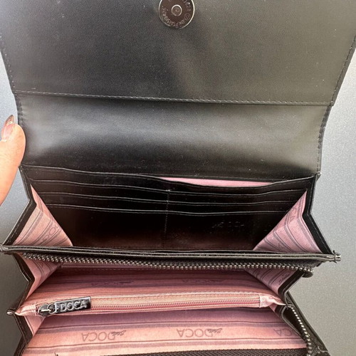 Doca black wallet like new with 10 card slots and zipper compartment