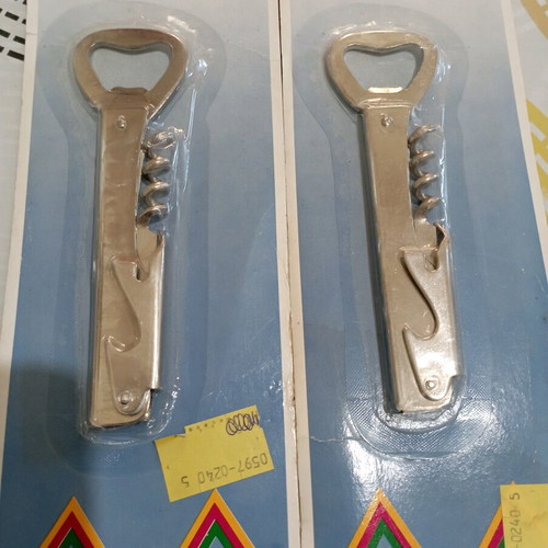 Corkscrew bottle openers new, set of 2, stainless steel