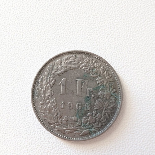 Swiss 1 Franc Coin used, 1968