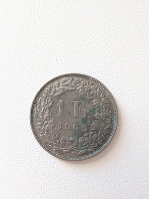 Swiss 1 Franc Coin used, 1968