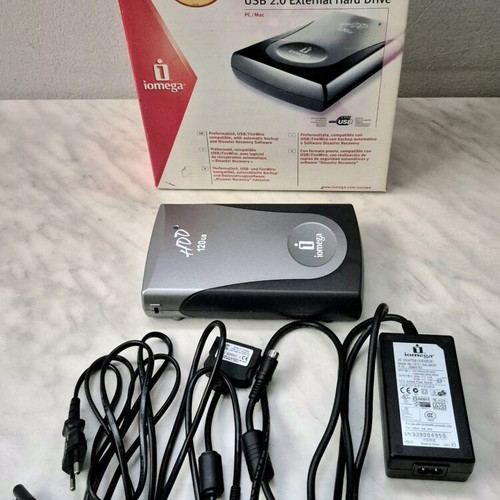 Iomega HDD 120GB external hard drive used, vintage