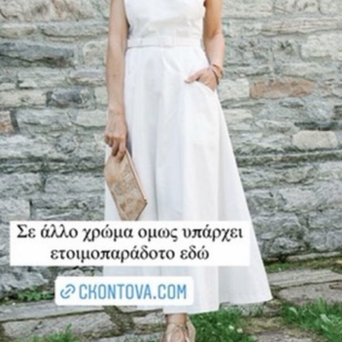 White linen dress with one shoulder cKontova