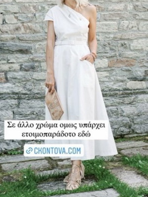 White linen dress with one shoulder cKontova