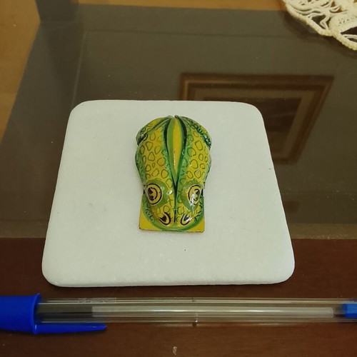 Vintage tin frog toy with lithography used