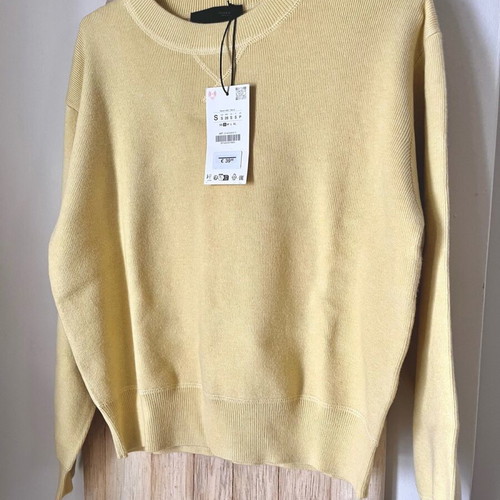 Zara yellow plain knit jumper new, size S