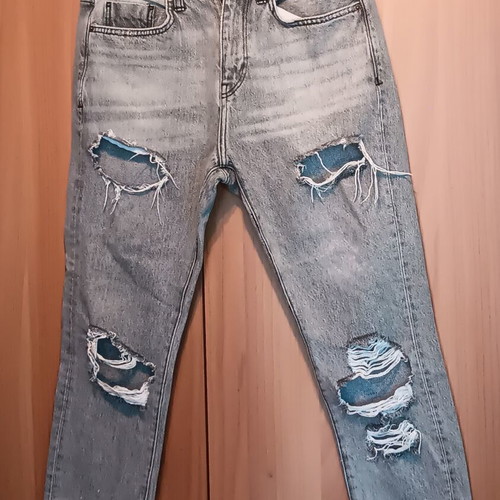 Bershka denim jeans, size S, grey, distressed