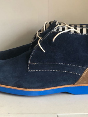 Floris Van Bommel shoes new, blue, natural suede, boots