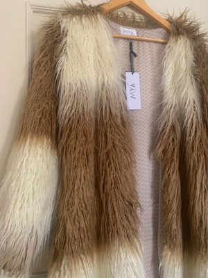 Mya Collection Faux Fur Boho Coat New, Small Medium