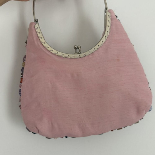 Evening bag pink with embossed decorations like new