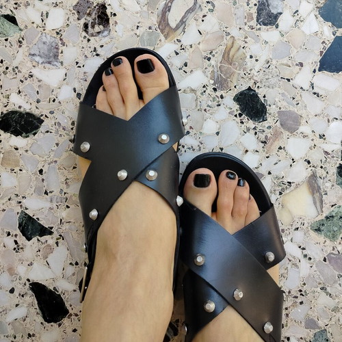 Sisley leather sandals size 38 used, anatomical footbed, black