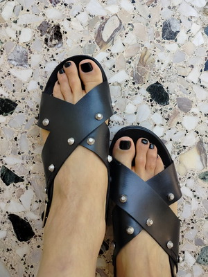 Sisley leather sandals size 38 used, anatomical footbed, black