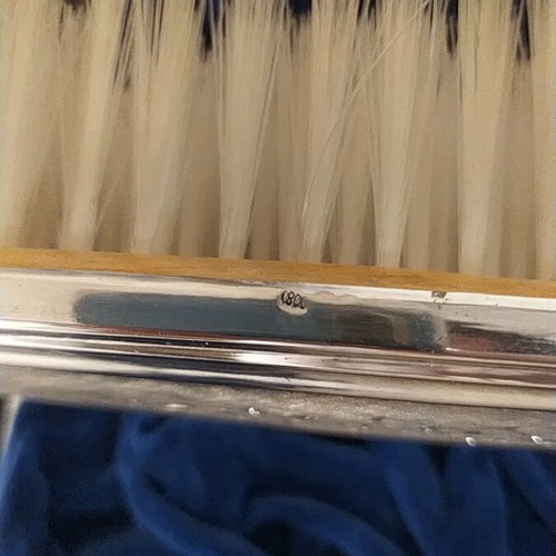 Vintage silver 800 vanity set like new in luxury velvet case