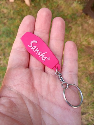 Sansha keychain used, pink, rubber