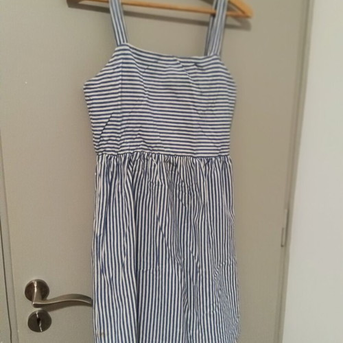 Summer striped cotton dress LOFT like new, white and blue