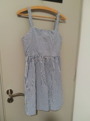 Summer striped cotton dress LOFT like new, white and blue