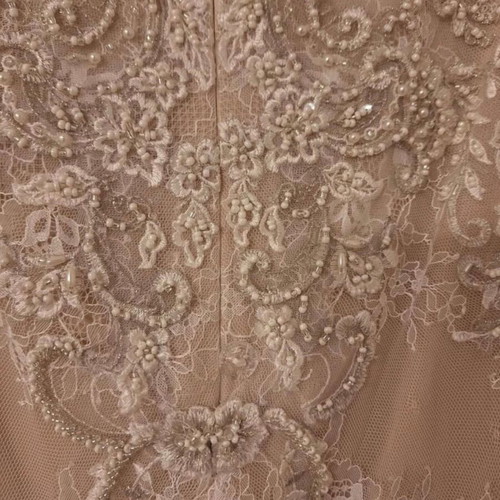 Boho wedding dress Demetrios 2017, beige and white lace