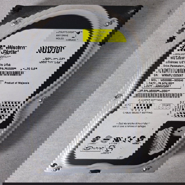 Retro σκληρός δίσκος  WD200 CAVIAR IDE 20GB