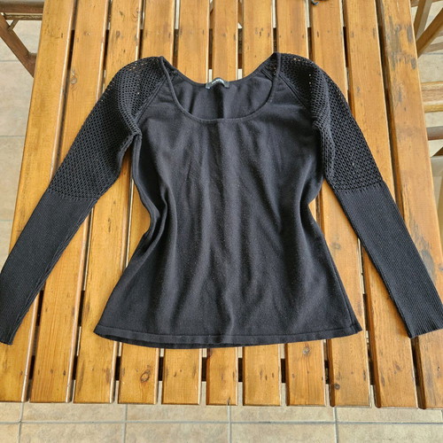 Thin sweater used, black, size M, with transparent sleeves