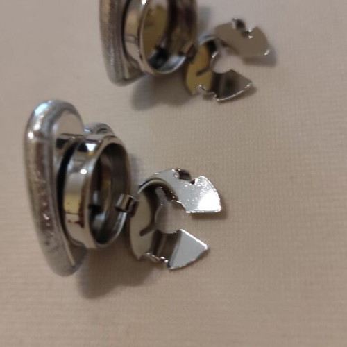 Shirt button covers heart-shaped new, silver, pack of 2