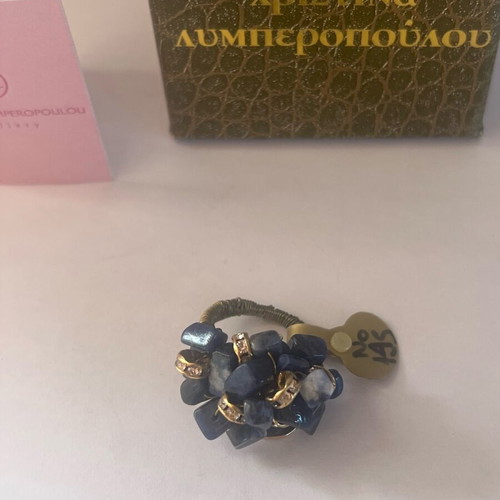 Christina Limperopoulou ring like new with blue and gold stones