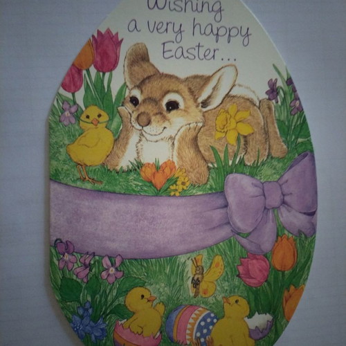 Easter card new, egg-shaped without envelope