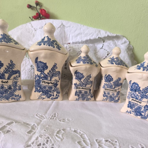 Vintage porcelain storage jars set