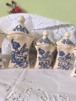 Vintage porcelain storage jars set
