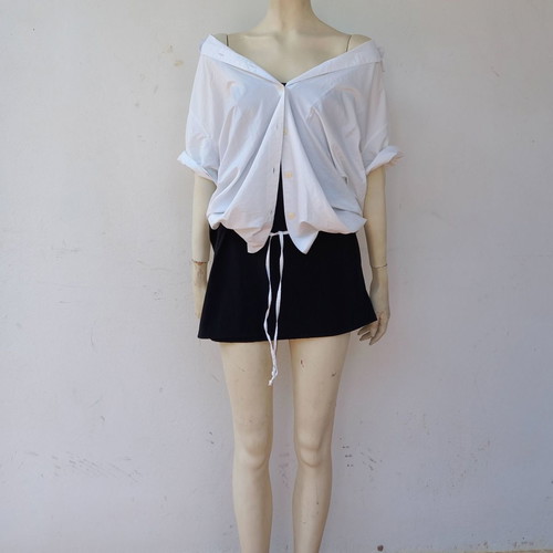 Oversize white shirt used with drawstring detail