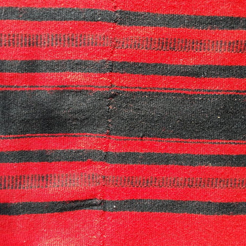 Woven blanket like new, handmade red with black stripes