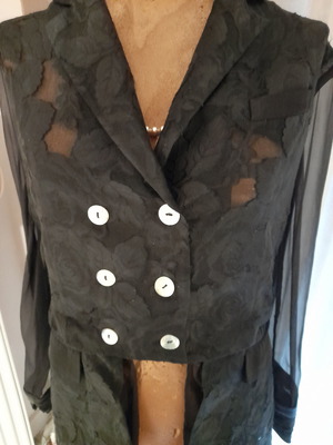 Rococo asymmetrical jacket new with transparency and detachable skirt XL