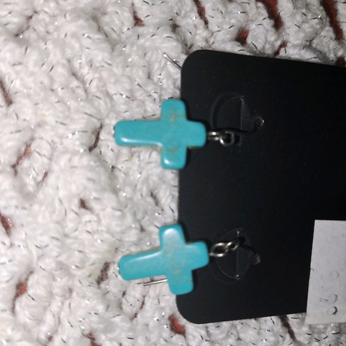 Earrings cross-shaped made of new haolite